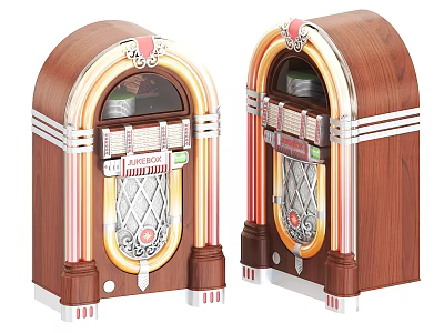 Vintage Retro Jukebox Commercial Equipment With Wooden Casing And Colorful Accents 3d model