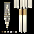 Modern Hanging Chandelier With Gold Metal Frame And White Cylindrical Shades