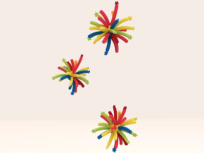 Colorful Star Shaped Art Installation With Red Yellow Blue Green Tubes And Curved Design 3d model
