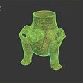 Hand Carved Traditional Pottery Sculpture With Human Like Legs And Intricate Patterns