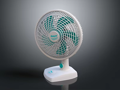 RIVO Air Cooler Fan with White Base and Green Blades Efficient Cooling Device 3d model