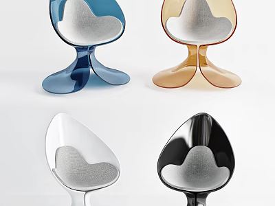 Modern Single Chairs In Multiple Colors With Unique Shape Split Base And Upholstered Seats 3d model