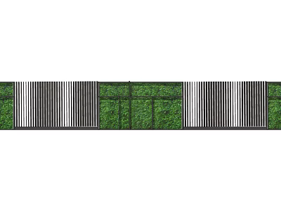 Modern Building Exterior Wall With Green Vertical Garden And Striped Metal Panels Design 3d model