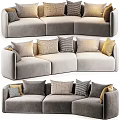 Sleek Modern Gray Sectional Sofa With Soft Upholstery And Multiple Decorative Pillows 3d model