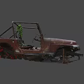 Rusted Jeep Wrangler Abandoned Vehicle With Overgrown Vines And Damaged Body