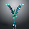 3D Rendered Turquoise Fantasy Dragon With Detailed Wings And Spiked Tail