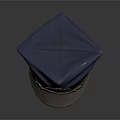 Blue Uniform Cap With Gold Stripe And Fan Shaped Badge Gray Brim