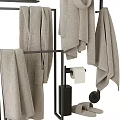 Organized Bathroom Wash Essentials Soft Towels Toiletries for Daily Use on Metal Rack