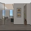 Modern Luxury Executive Office Interior With Large Marble Display Cabinet And Comfortable Ergonomic Furniture