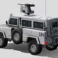 UN Armored Utility Vehicle with Roof Mounted Machine Gun and Off Road Tires