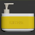 Modern Kitchen Soap Dispenser With Yellow Band White Body And Silver Pump