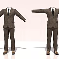 Checkered Suit Set With Matching Pants Tie And Shoes In Two Poses
