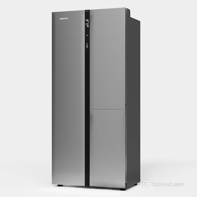Modern Stainless Steel Upright Refrigerator Freezer With Sleek Design And Digital Controls 3d model 