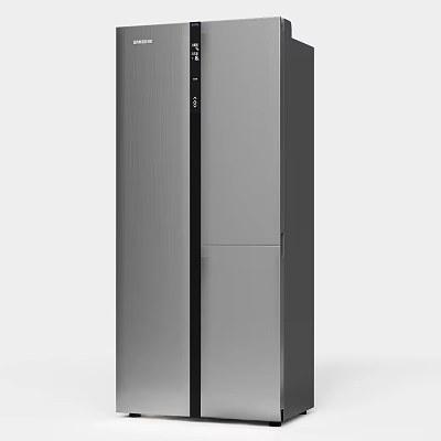 Modern Stainless Steel Upright Refrigerator Freezer With Sleek Design And Digital Controls 3d model