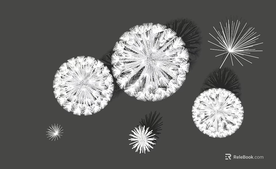 Modern Abstract White Radial Sculptures With Multiple Sizes On Gray Background 3d model 