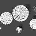 Modern Abstract White Radial Sculptures With Multiple Sizes On Gray Background
