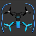 Blue and Black Quadcopter Drone with Protective Frame and Four Propellers 3d model
