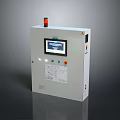 White Industrial Computer Control Cabinet With Display Screen Indicator Light And Diagram 3d model