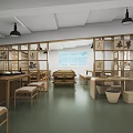 School Traditional Culture Classroom Interior With Wooden Furniture And Calligraphy