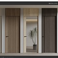 Modern swing door single door combination minimalist door bedroom door 3d model