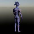 Sci Fi Fantasy Game Movie Character With Dark Skin Spiked Head Pink Spots Stripes