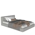 Minimalist Modern Single Bed With Light Headboard White Brown Pillows And Gray Blankets