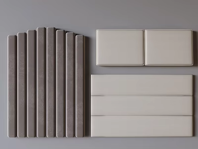 Modern Decorative Wall Panels Featuring Gray Elongated Strips And White Rectangular Blocks 3d model