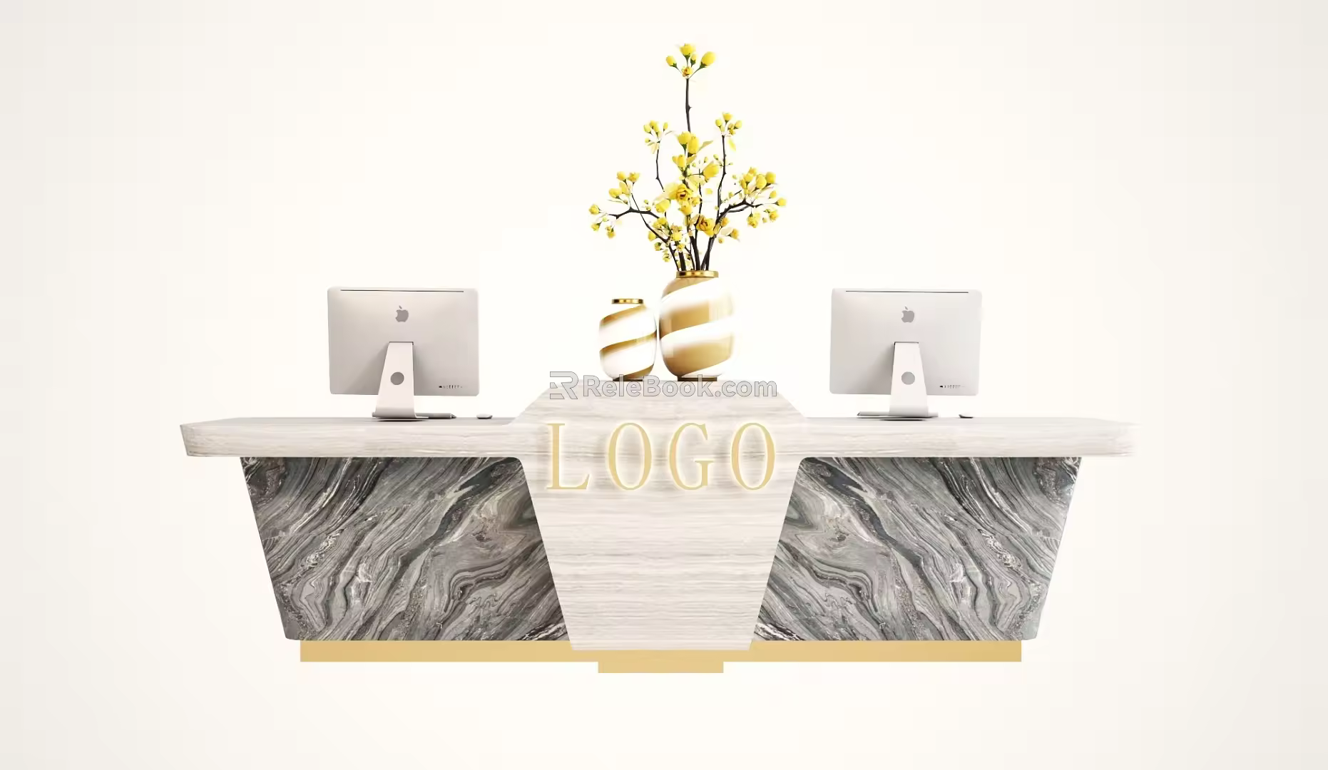 Modern reception desk front desk 3d model