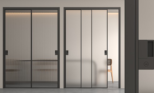 Modern sliding door Changhong glass sliding door 3d model