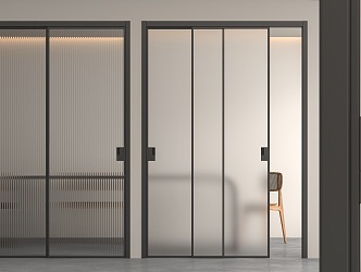 Modern sliding door Changhong glass sliding door 3d model