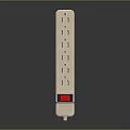 White Long Strip Design Switch Panel With Multiple Outlets And Red Control Button