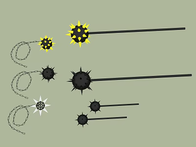 Different Types of Spiked Ball And Chain Weapons With Various Styles 3d model