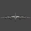 Powerful Fighter Jet Flying In Clear Sky With Four Propellers And Landing Gear