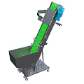 Heavy Duty Industrial Incline Conveyor With Green Belt Metal Frame And Feeding Hopper