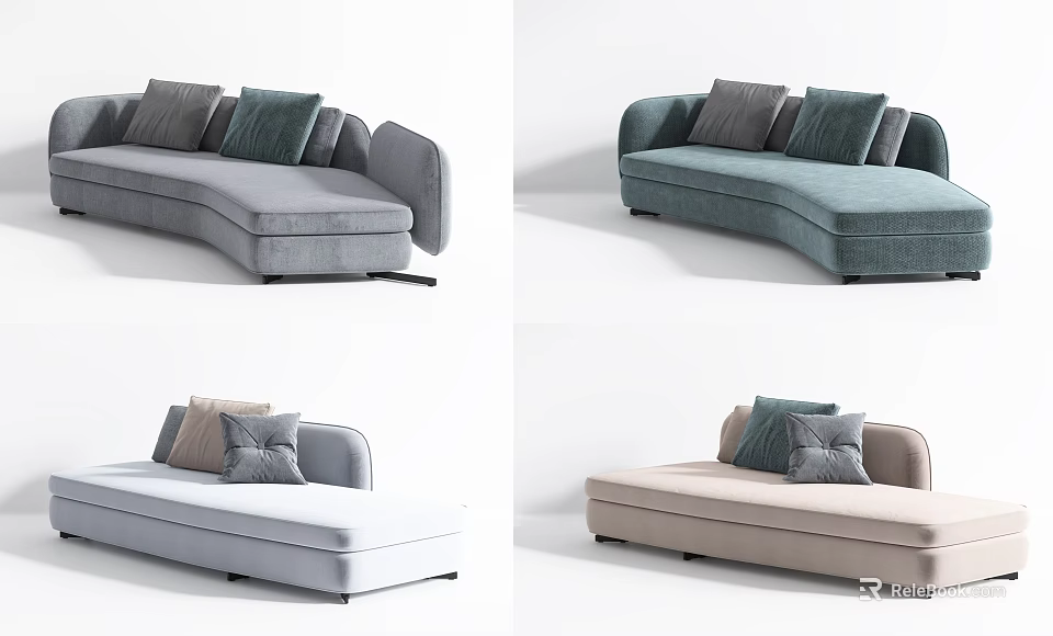 Comfortable Modern Multi Person Sofa With Various Colors And Decorative Pillows 3d model