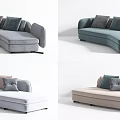 Comfortable Modern Multi Person Sofa With Various Colors And Decorative Pillows 3d model