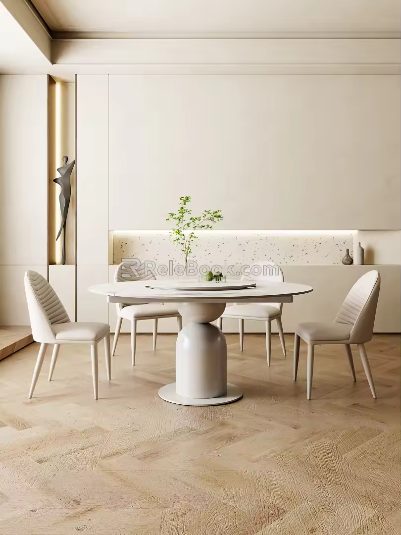 Minimalist table and chair combination 3d model