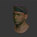 Green Beret Hat On Male Head 3D Model Render With Realistic Details 3d model