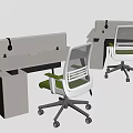 Modern Office Desk Setup With Partition Ergonomic Chair And Drawers 3d model