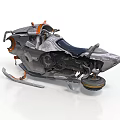 Sci Fi Metallic Vehicle With Orange Accents Black Seat And Ski Runners