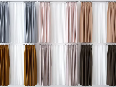 Various Colored Curtains with Soft Fabric for Home Window Decoration 3d model