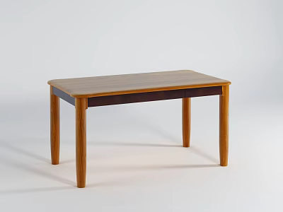 Simple Modern Wooden Dining Table With Rectangular Tabletop And Slim Legs Design 3d model