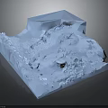 Snow Covered Terrain Scene With Icebergs And Small Snowy Ground Object