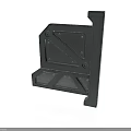 Black Scene Component With Structural Bracket Panel And Geometric Design Elements