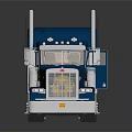 Blue Peterbilt Semi Truck With Chrome Details Dual Exhaust Pipes On Reflective Surface
