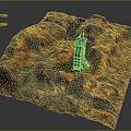 Detailed Terrain Model With Rugged Mountain Slopes Valley And Exploration Rover