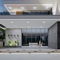 Modern Detached Villa Exterior With Balcony Palm Trees Glass Facade And Gate