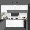 Modern Kitchen Interior With White Cabinets Black Appliances And Countertop
