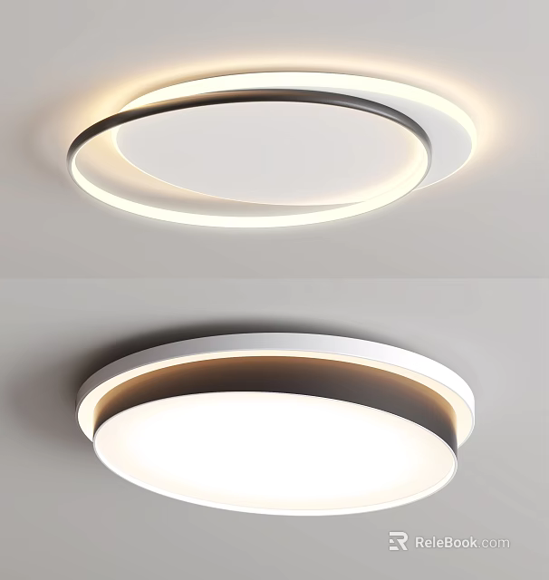 Modern Round Ceiling Light with LED Lighting White Black Frame for Home Interior 3d model