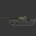 Military Armored Tank Vehicle In Green With Cannon Tracks And Turret